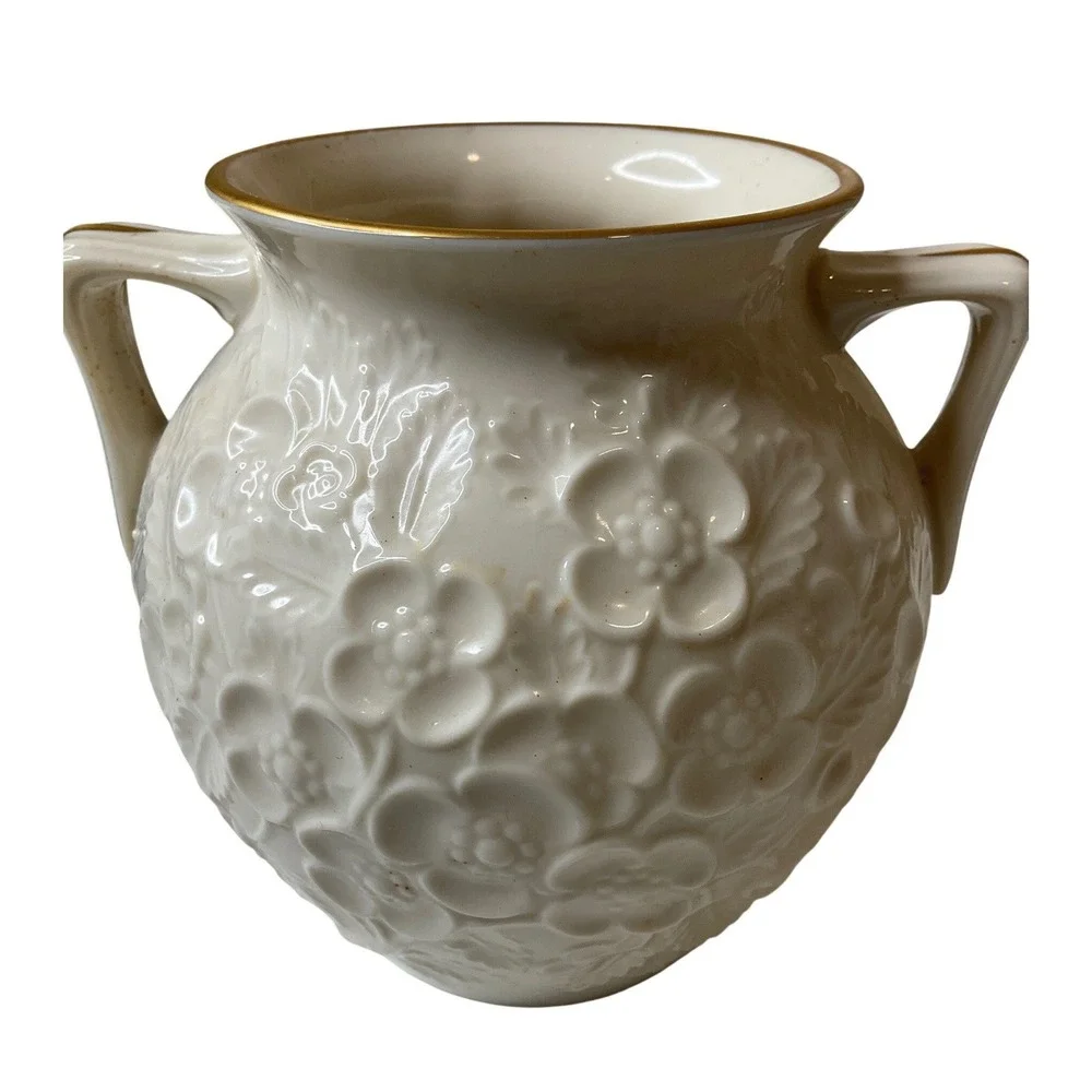 Vintage Lenox Dogwood Blossom Vase 24K Gold Trimmed Fine China Porcelain Classic